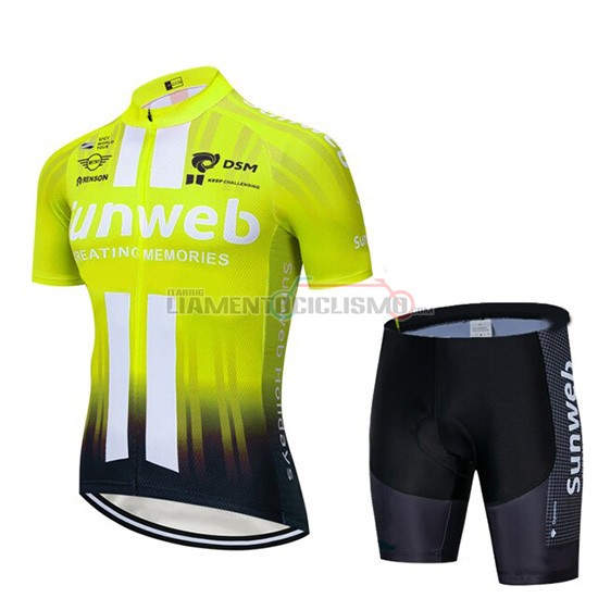 Abbigliamento Ciclismo Sunweb Manica Corta 2019 Giallo Bianco